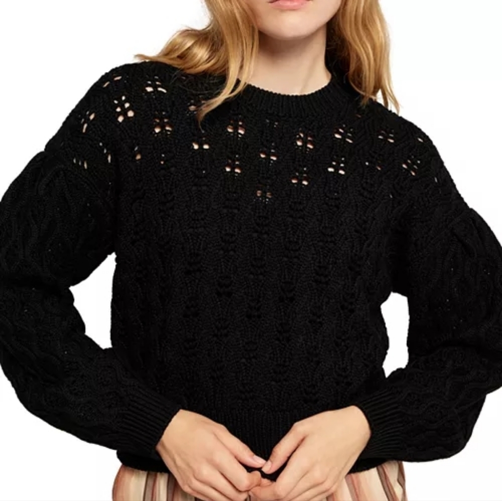 Joie MAEVA Black Cable Knit Sweater